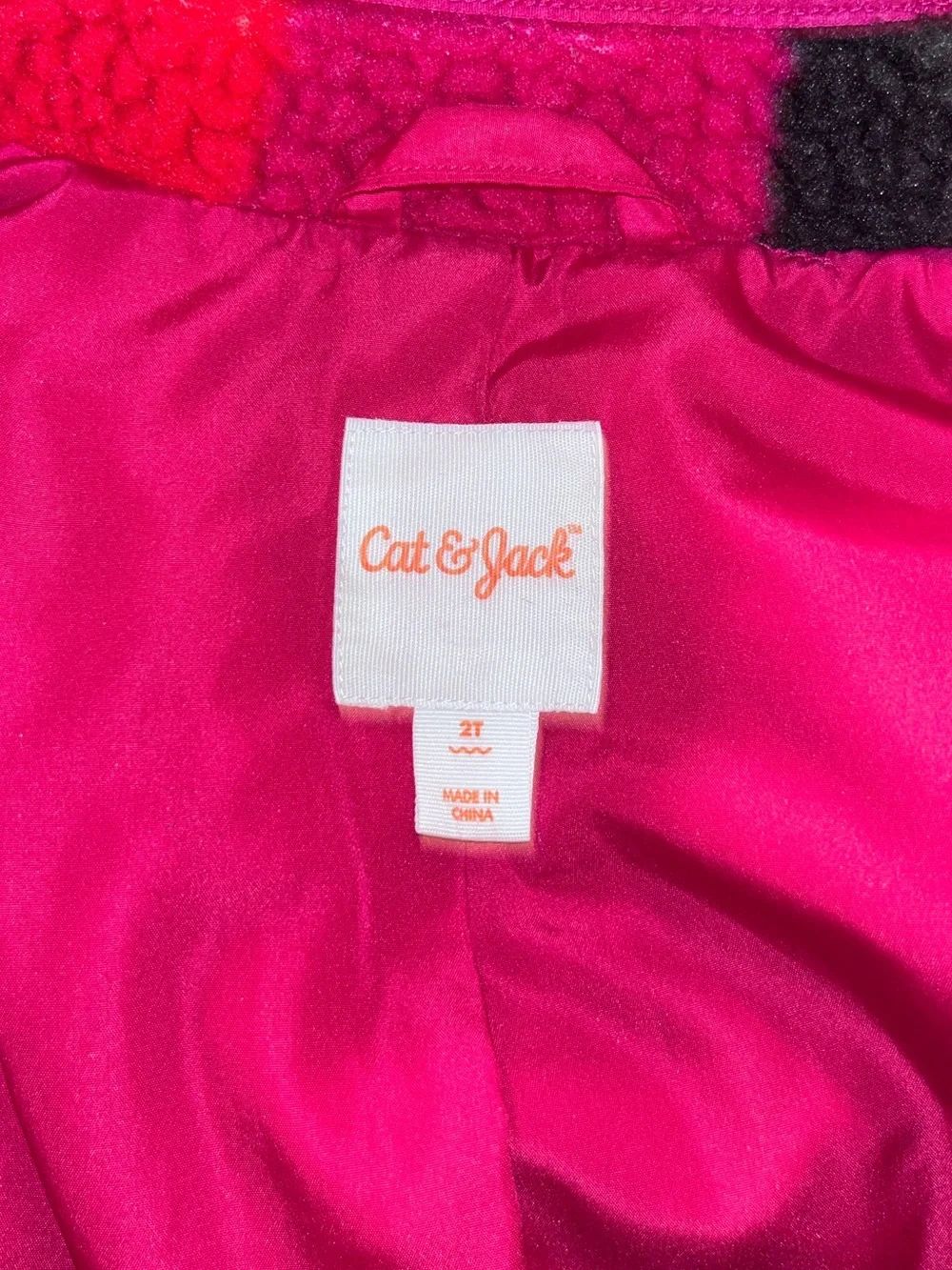 Cat & Jack Pink and Red Plaid Cozy Toddler Jacket 2T